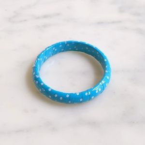 NWOT. 0.5" Wide Blue with White Polka Dots Bangle Bracelet.